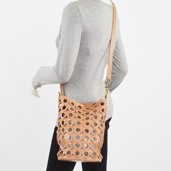 Yves Saint Laurent Brown Leather Studded Seau Coeur Bucket Bag - Picture 1 of 10